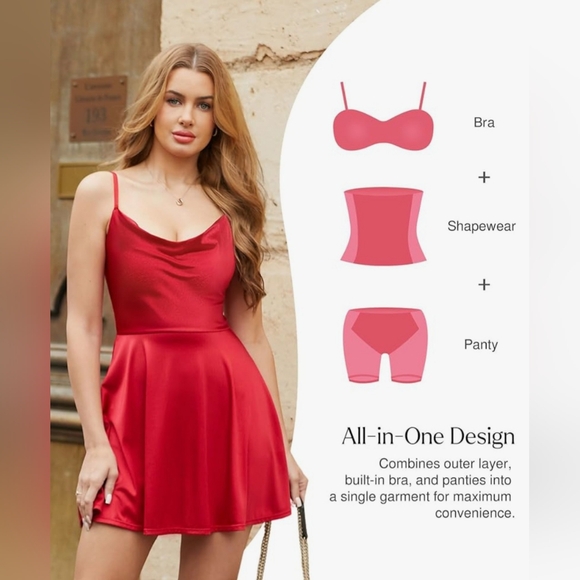 POPILUSH women's dress, flared mini dress with corset, ideal for parties, dates - Picture 7 of 16